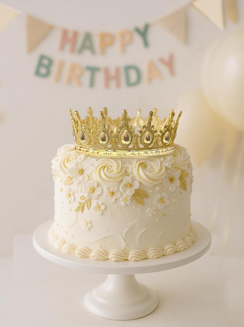 Pasta Üstü Tacı Mika Doğum Günü Taç Gold