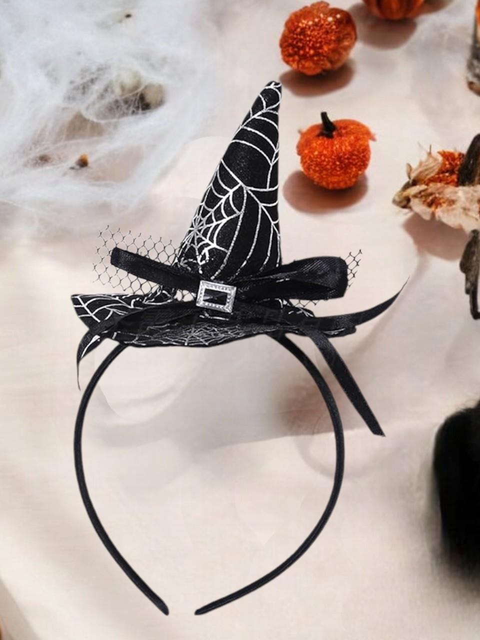 Cadı Şapkalı Halloween Parti Tacı Tüllü Cadılar Bayramı Aksesuarı