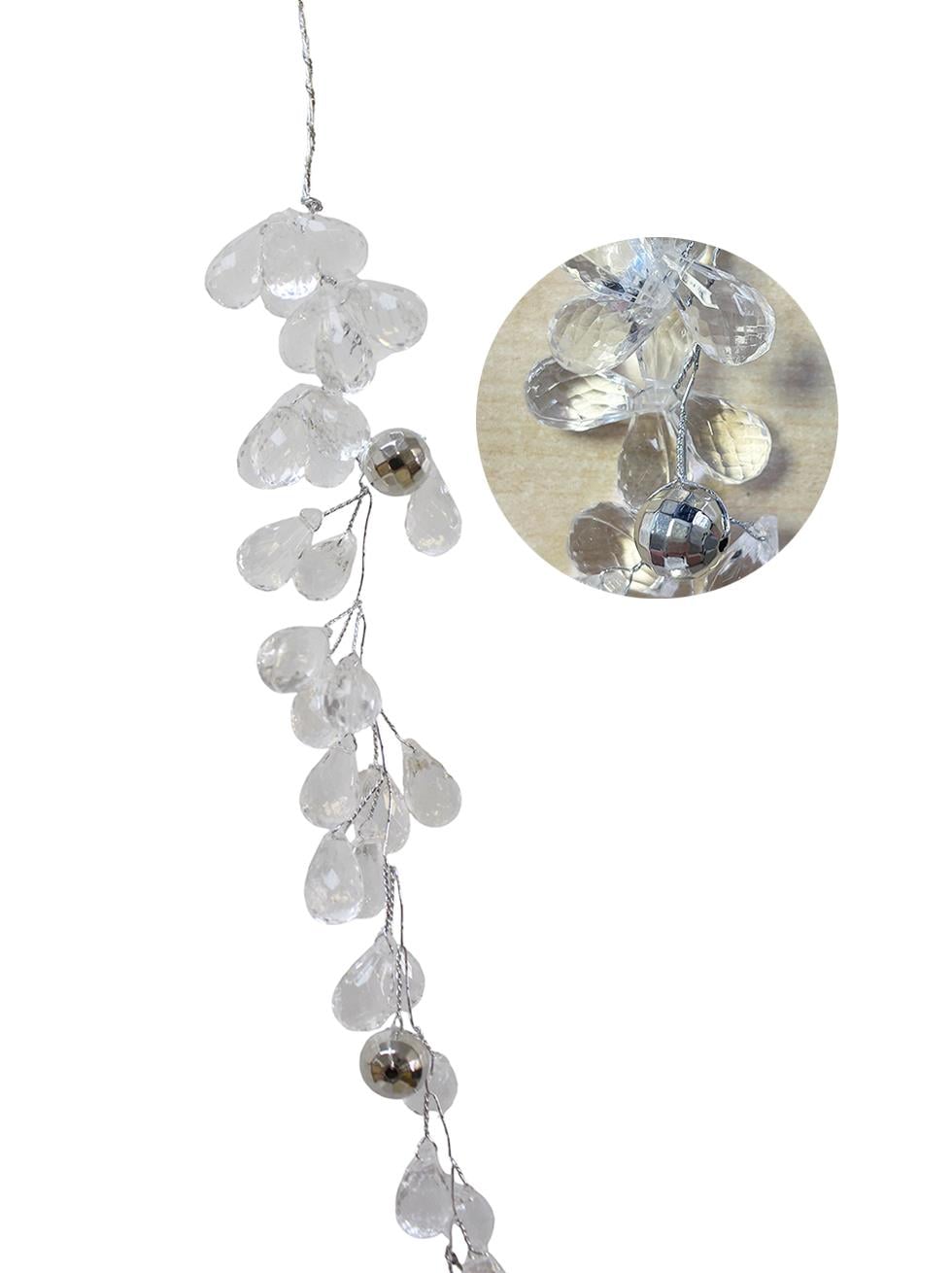 Yılbaşı Ağaç Süsü Lüks Kristal Damla Dal Salkım Dekoratif Süs 30 cm
