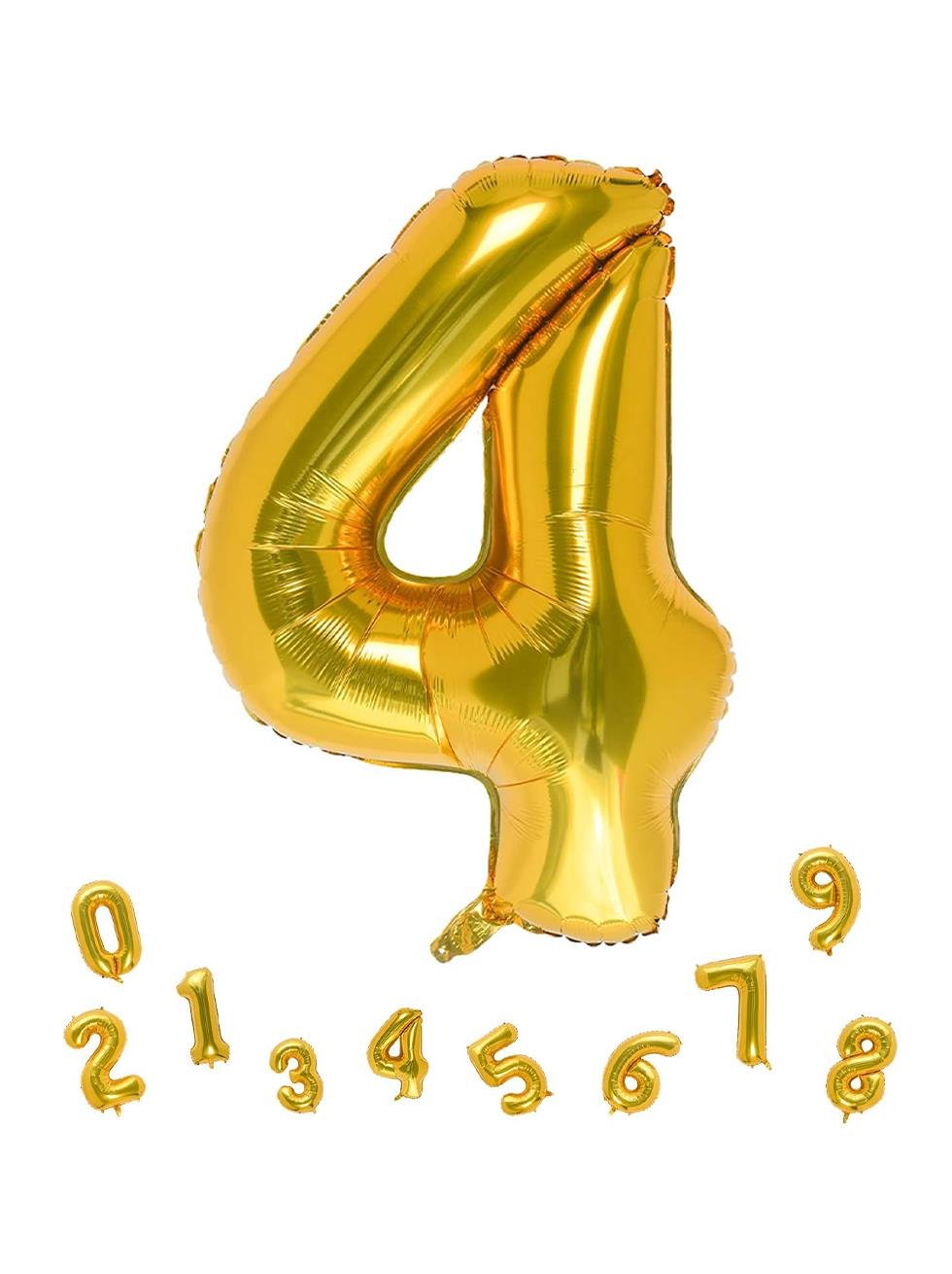 Rakam Folyo Balon Doğum Günü Parti Balonu 4 Altın Renk 86 cm 34 inc