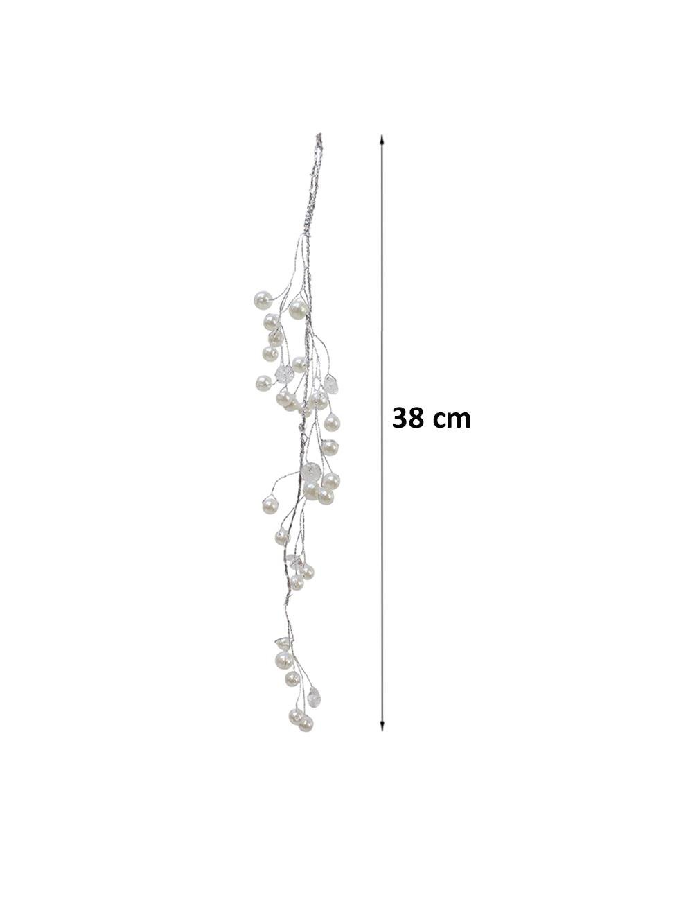 Yılbaşı Ağaç Süsü Lüks İnci Kristal Salkım Dekoratif Süs 38 Cm