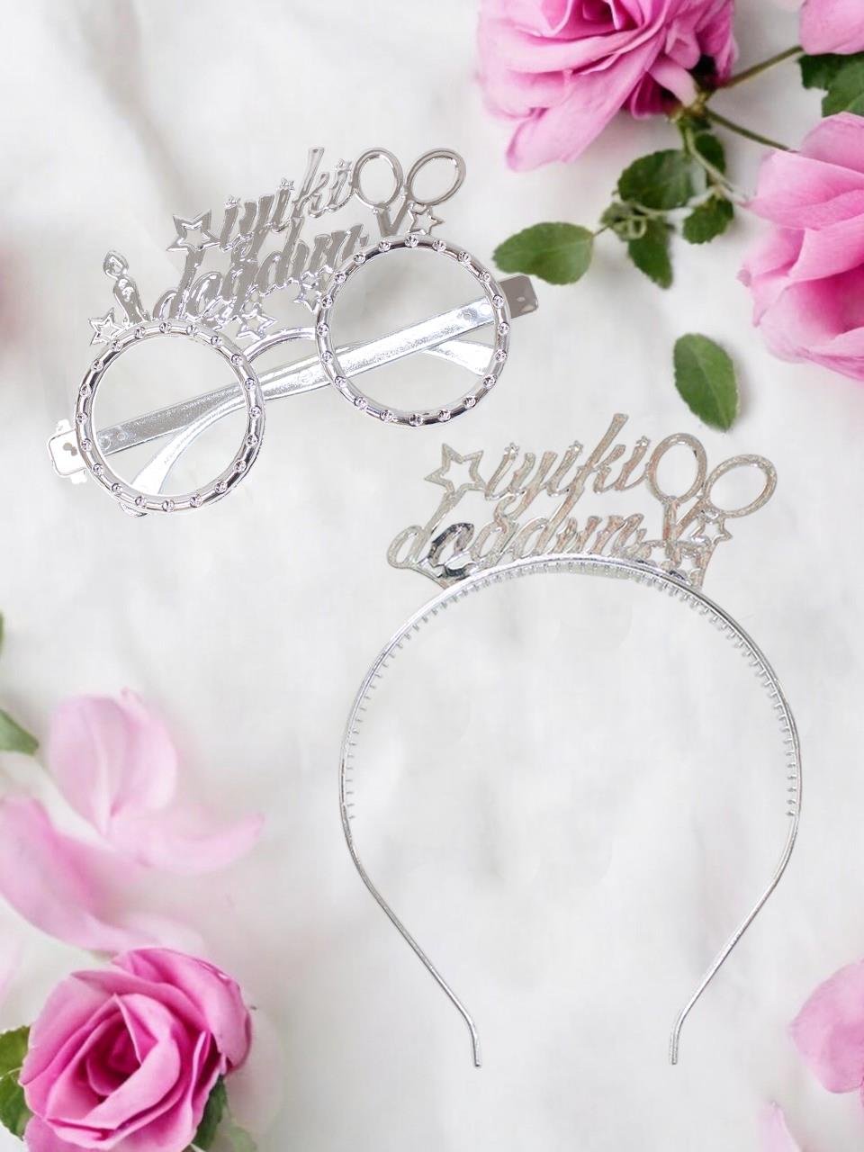 İyi Ki Doğdun Taç Gözlük Set Doğum Günü Parti Aksesuarı Gümüş