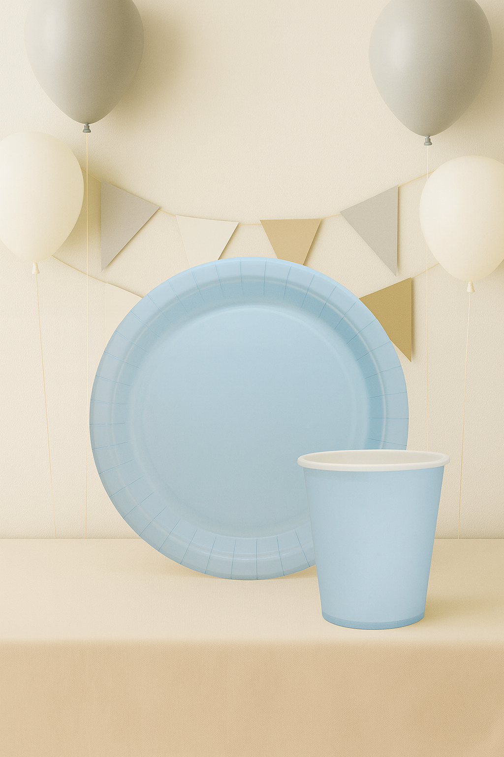 Karton Tabak Bardak Set Doğum Günü Parti Seti Mavi 8 Adet 