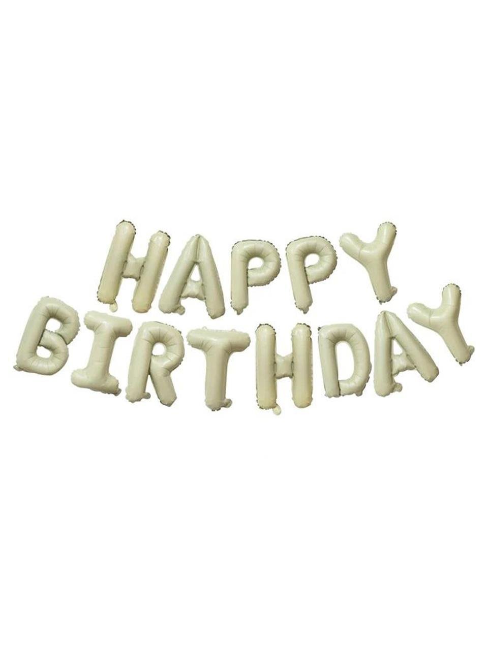 Happy Birthday Folyo Balon Parti Balonu Krem 40 cm