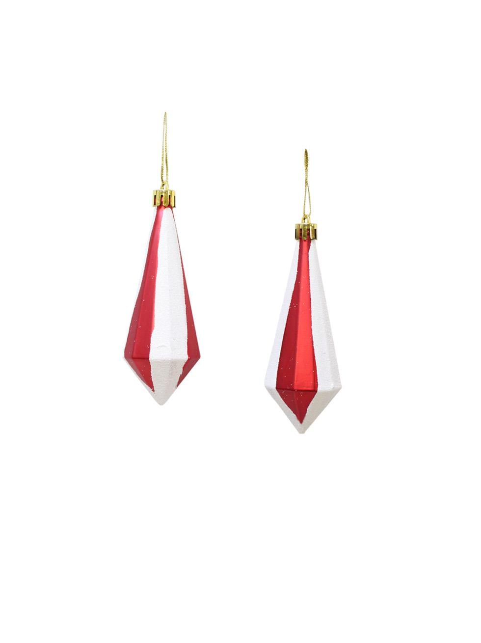 Yılbaşı Ağaç Süsü Kristal Şekilli Kırmızı-Beyaz 11 cm 2'li