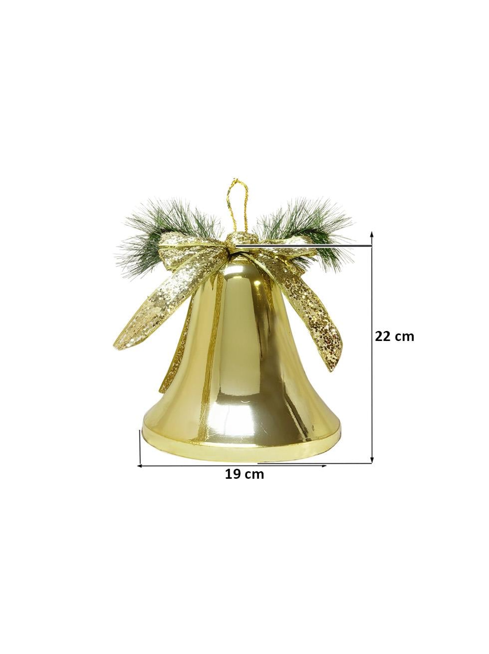 Yılbaşı Dekoru Kurdeleli Çan Dekoratif Süsleme Aksesuarı Altın 22 cm 