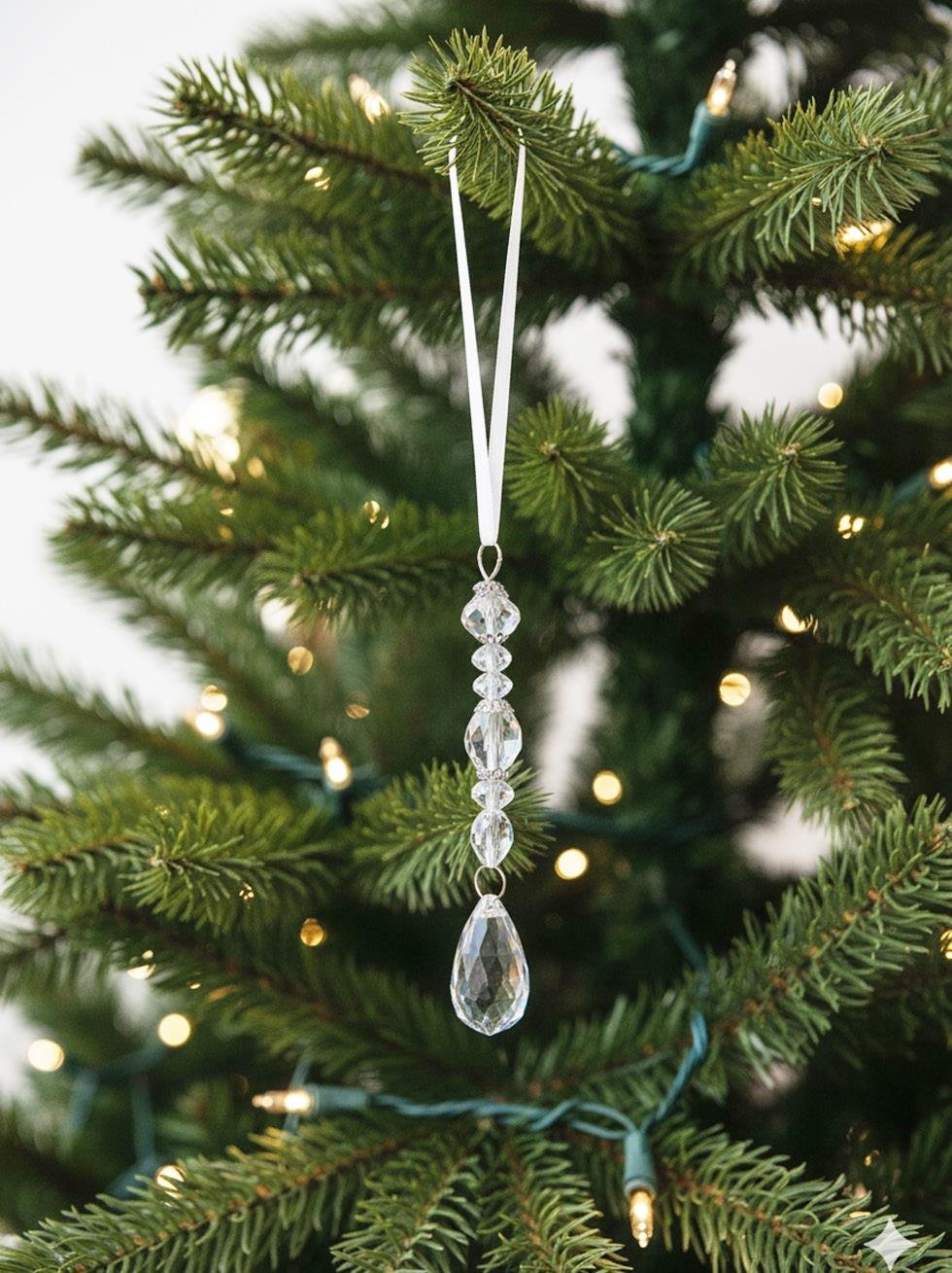 Yılbaşı Ağaç Süsü Lüks Kristal Damla Taşlı Sarkıt Dekoratif Süs 22 cm