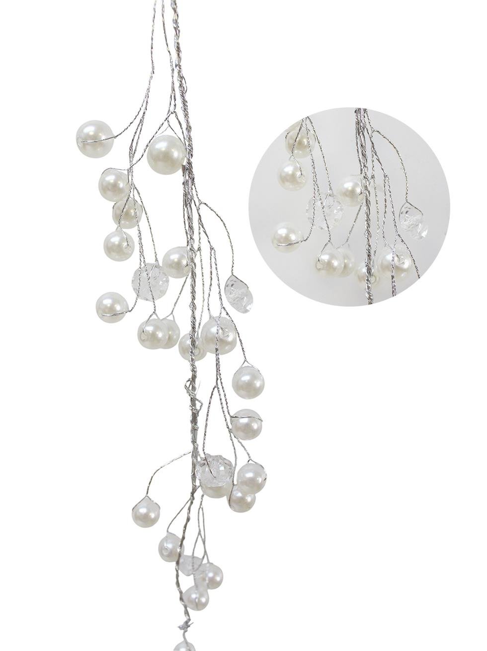 Yılbaşı Ağaç Süsü Lüks İnci Kristal Salkım Dekoratif Süs 38 Cm