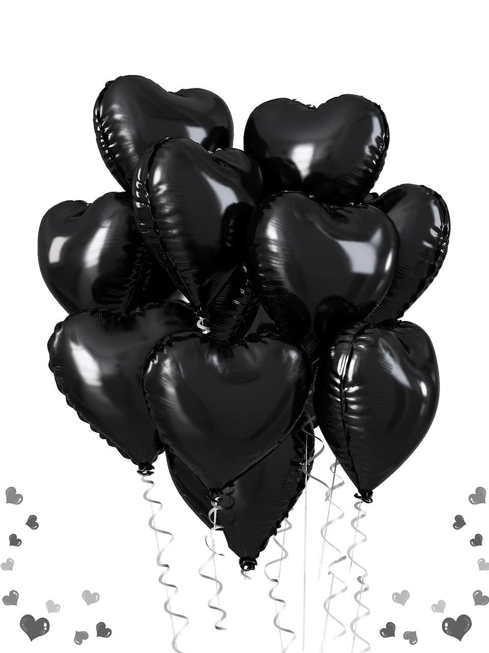 Kalp Folyo Balon Doğum Günü Parti Balonu Siyah 18 inc- 45 cm
