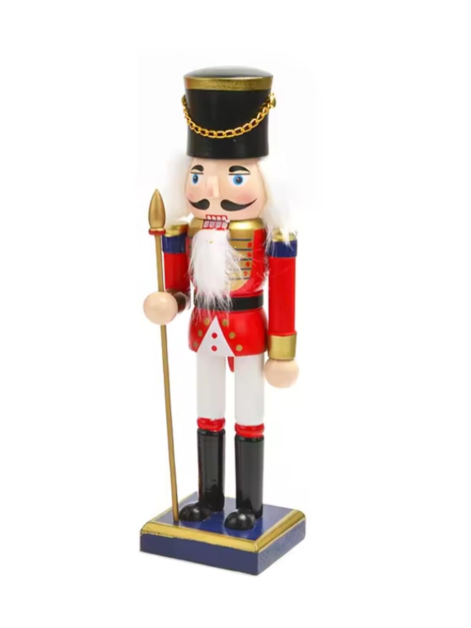Yılbaşı Dekor Süsü Fındıkkıran Kurşun Asker Mızraklı 25 cm Kırmızı Beyaz