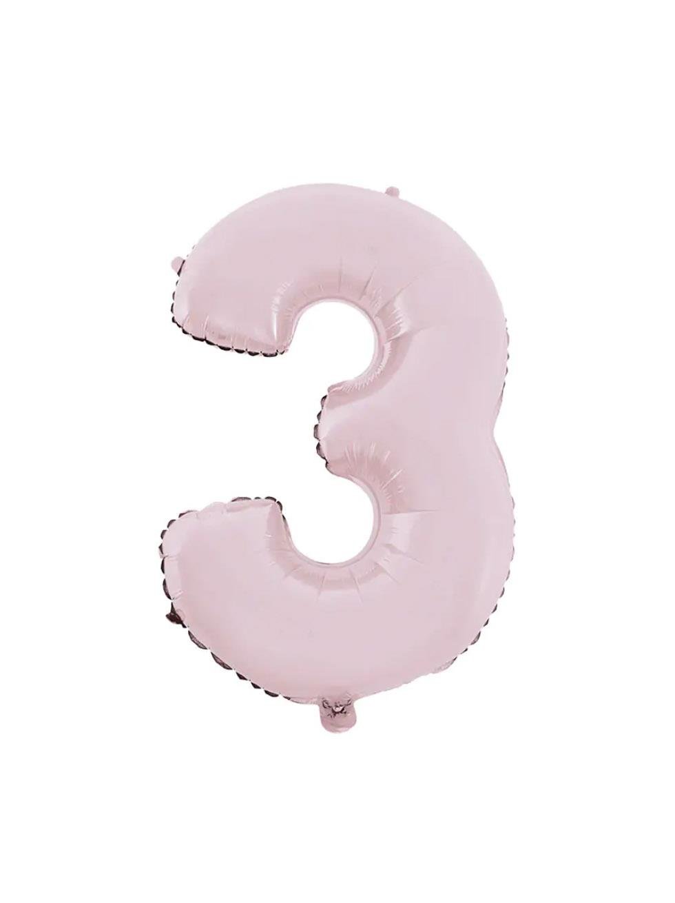 Rakam Folyo Balon Doğum Günü Parti Balonu 3 Numara Toz Pembe 26 inc 66 cm