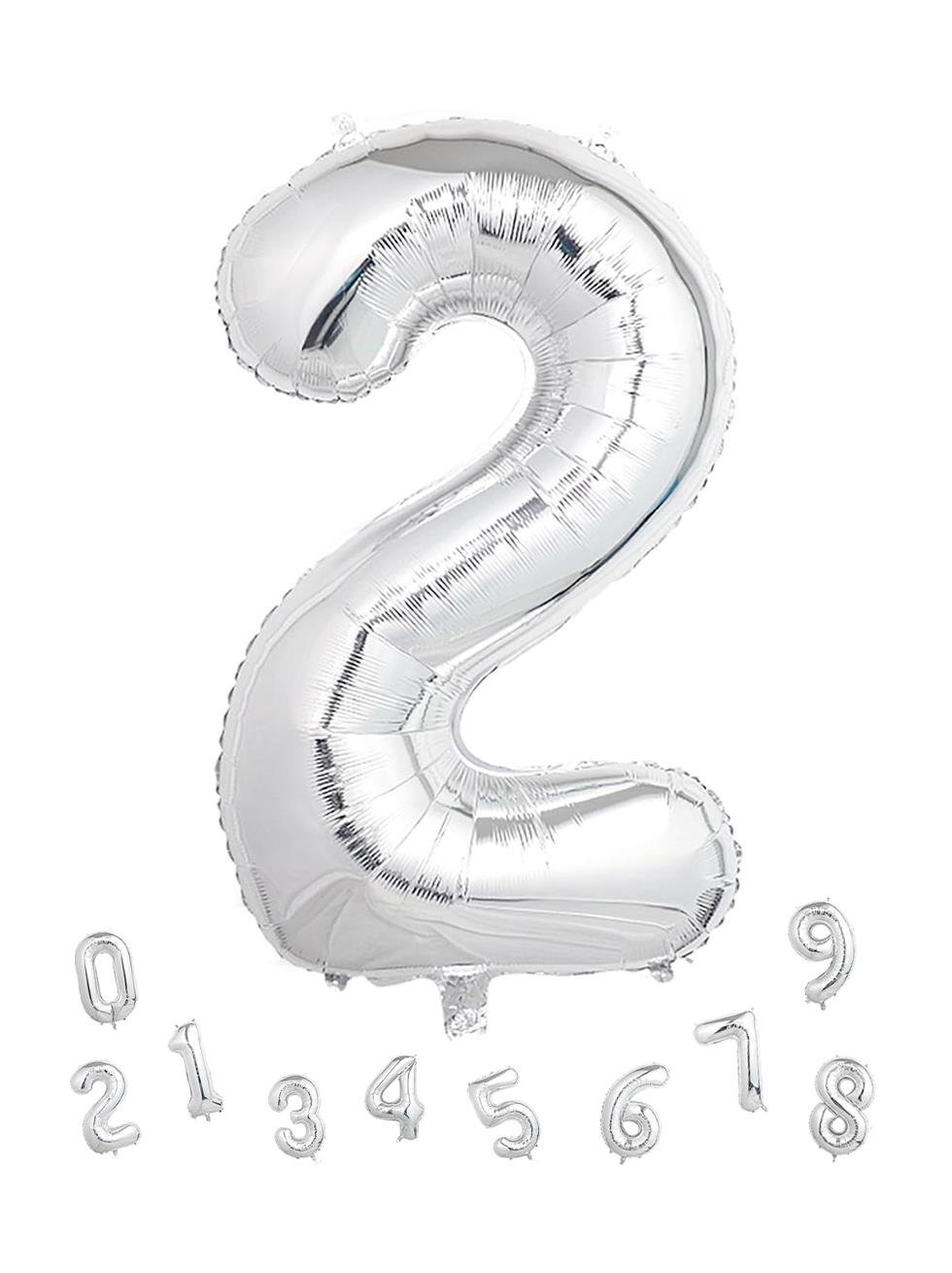 Rakam Folyo Balon 2 Gümüş Renk 100 Cm - 40