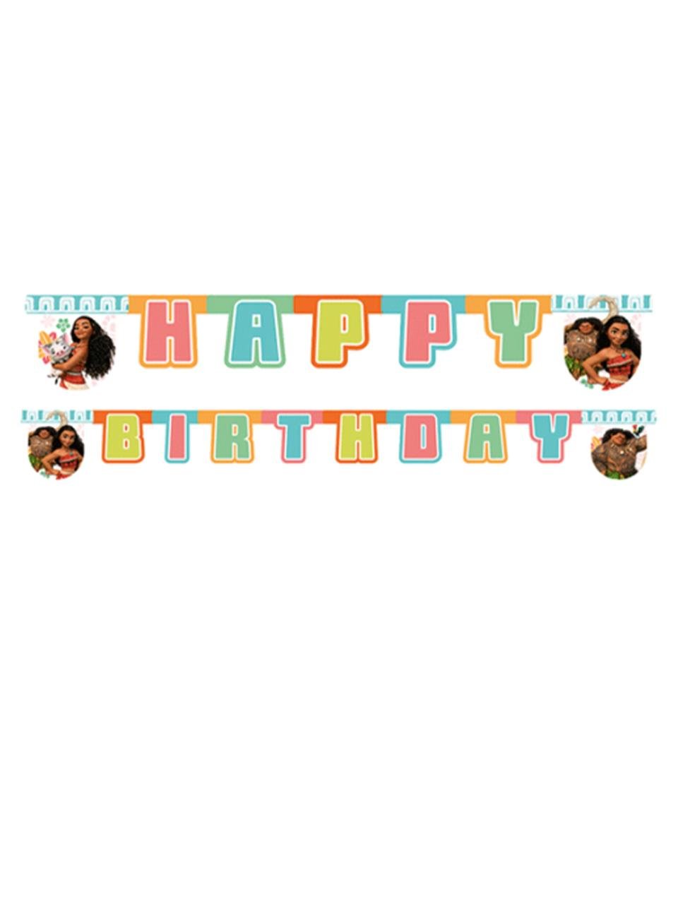 Moana Temalı Happy Birthday Yazı Banner Doğum Günü Parti Süsü 