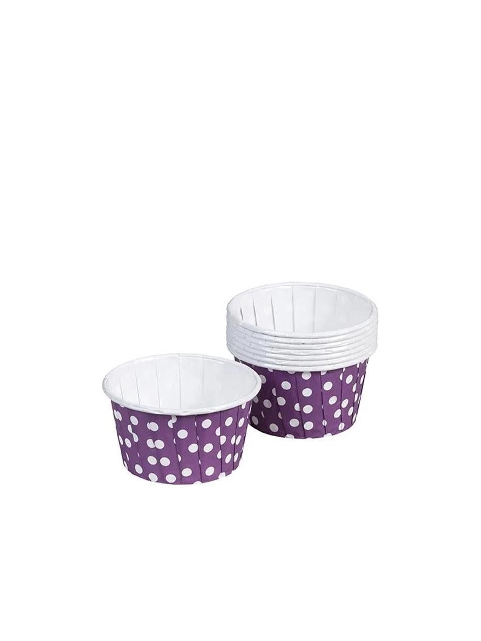 Muffin Kek Kapsülü Mor Puantiyeli Kağıt Cupcake Kalıbı 25'Li