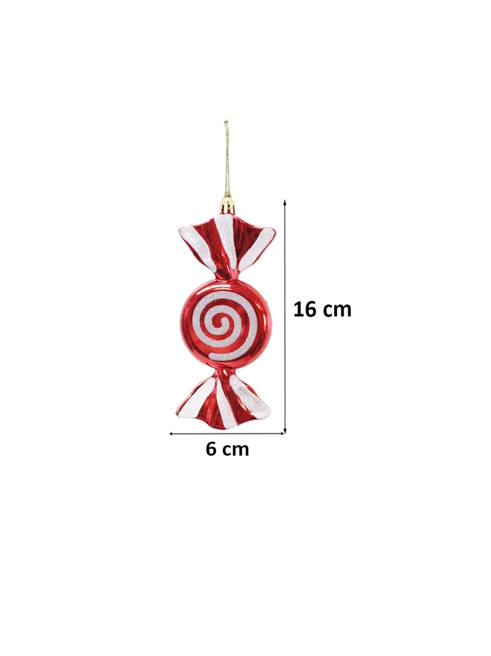 Yılbaşı Ağaç Süsü Kırmızı-Beyaz Şeker Figürlü 16 cm 2'li Set