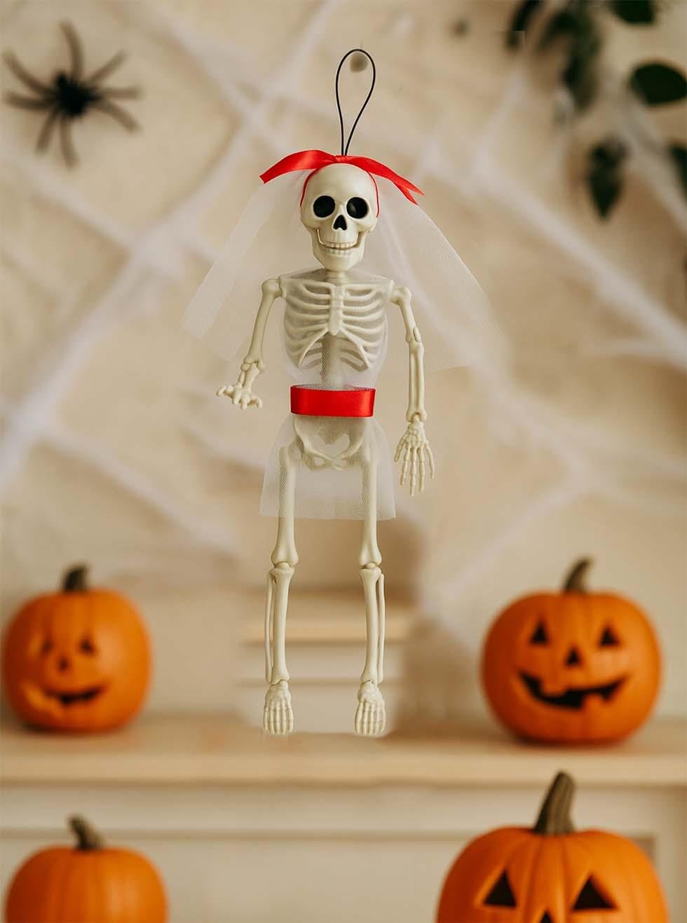 Cadılar Bayramı İskelet Gelin Figürlü Asılabilir Halloween Parti Dekoru 36 cm