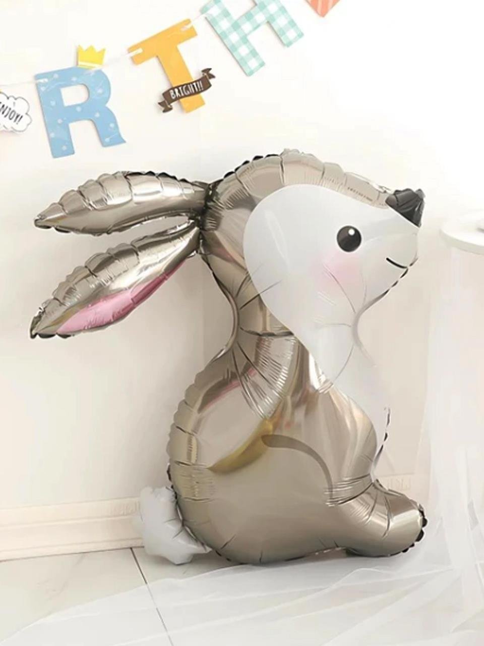 Gri Tavşan Folyo Balon Doğum Günü Parti Balonu 71 cm