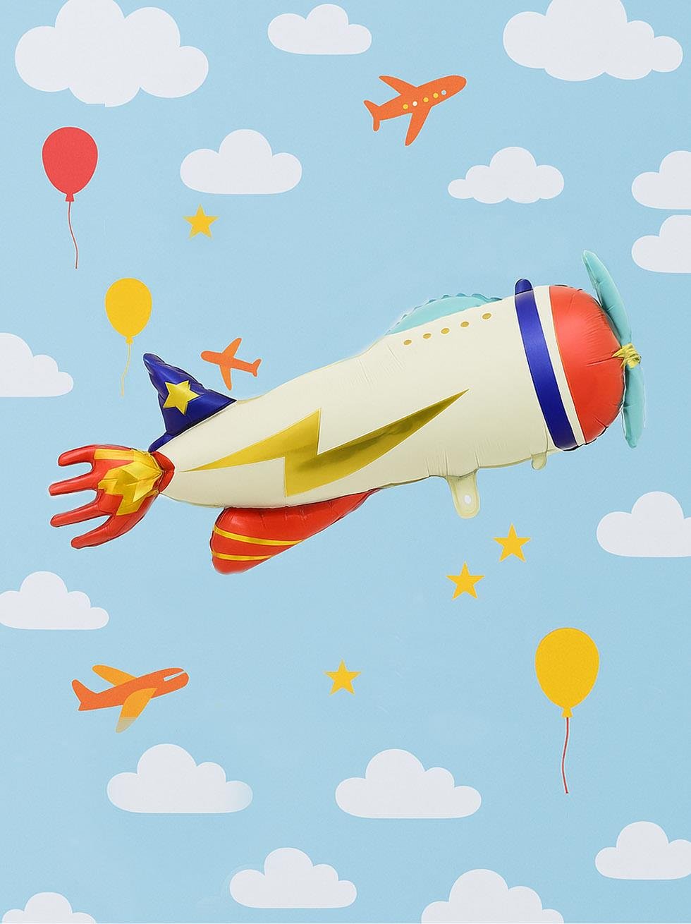 Model Uçak Figürlü Folyo Balon Doğum Günü Parti Balonu 105 cm