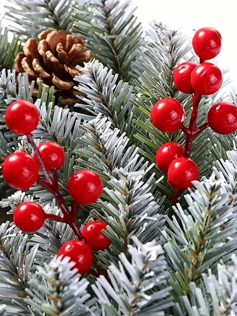 Yılbaşı Dekoru Kırmızı Berry Kokinalı Süslü Dekoratif Dal 85 cm