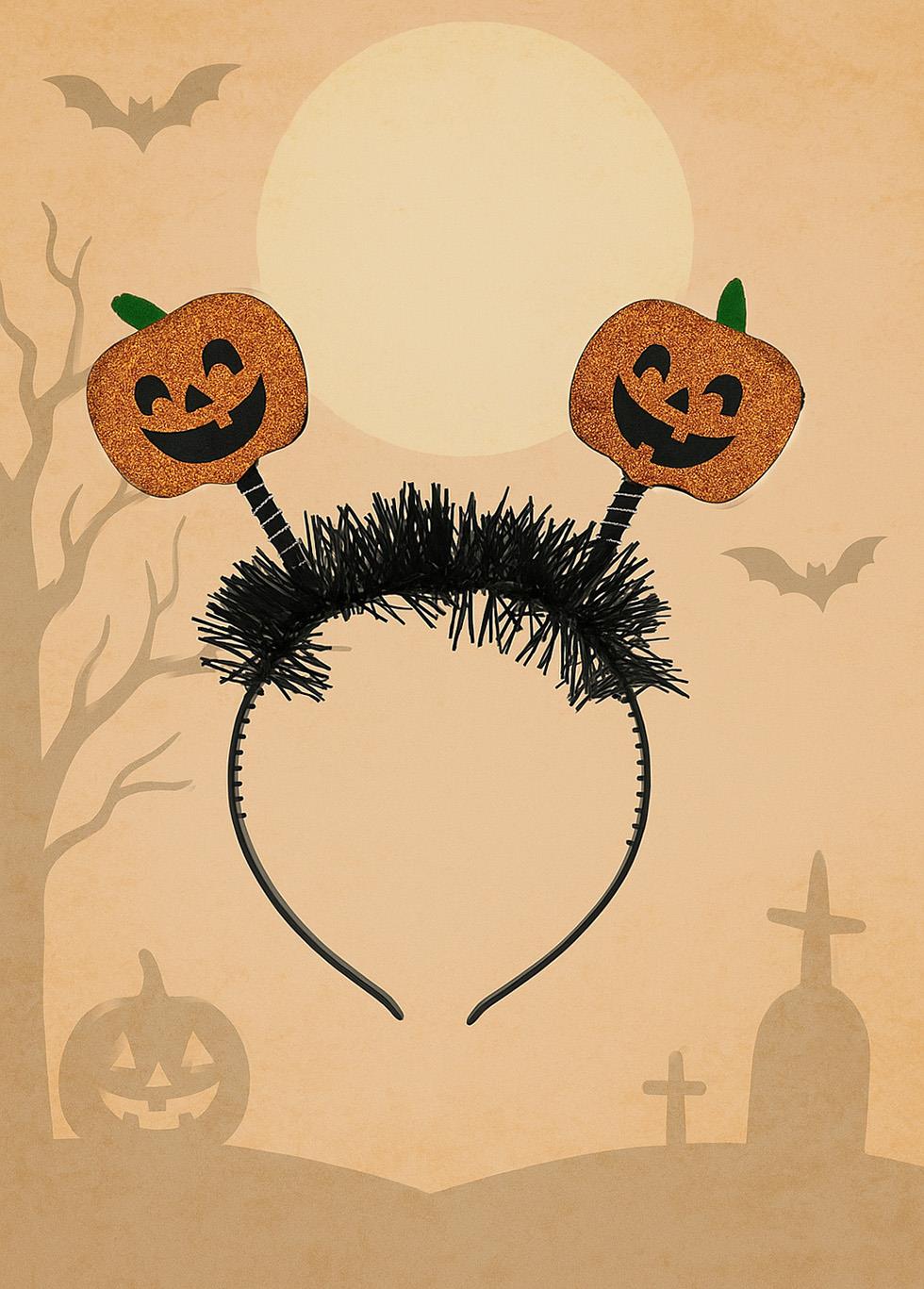 Cadılar Bayramı Simli Balkabağı Taç Halloween Parti Aksesuarı Turuncu