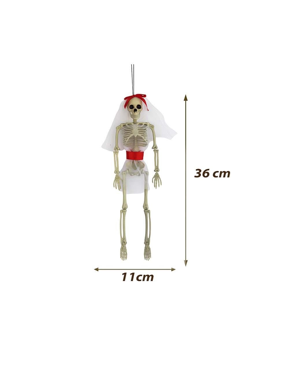 Cadılar Bayramı İskelet Gelin Figürlü Asılabilir Halloween Parti Dekoru 36 cm