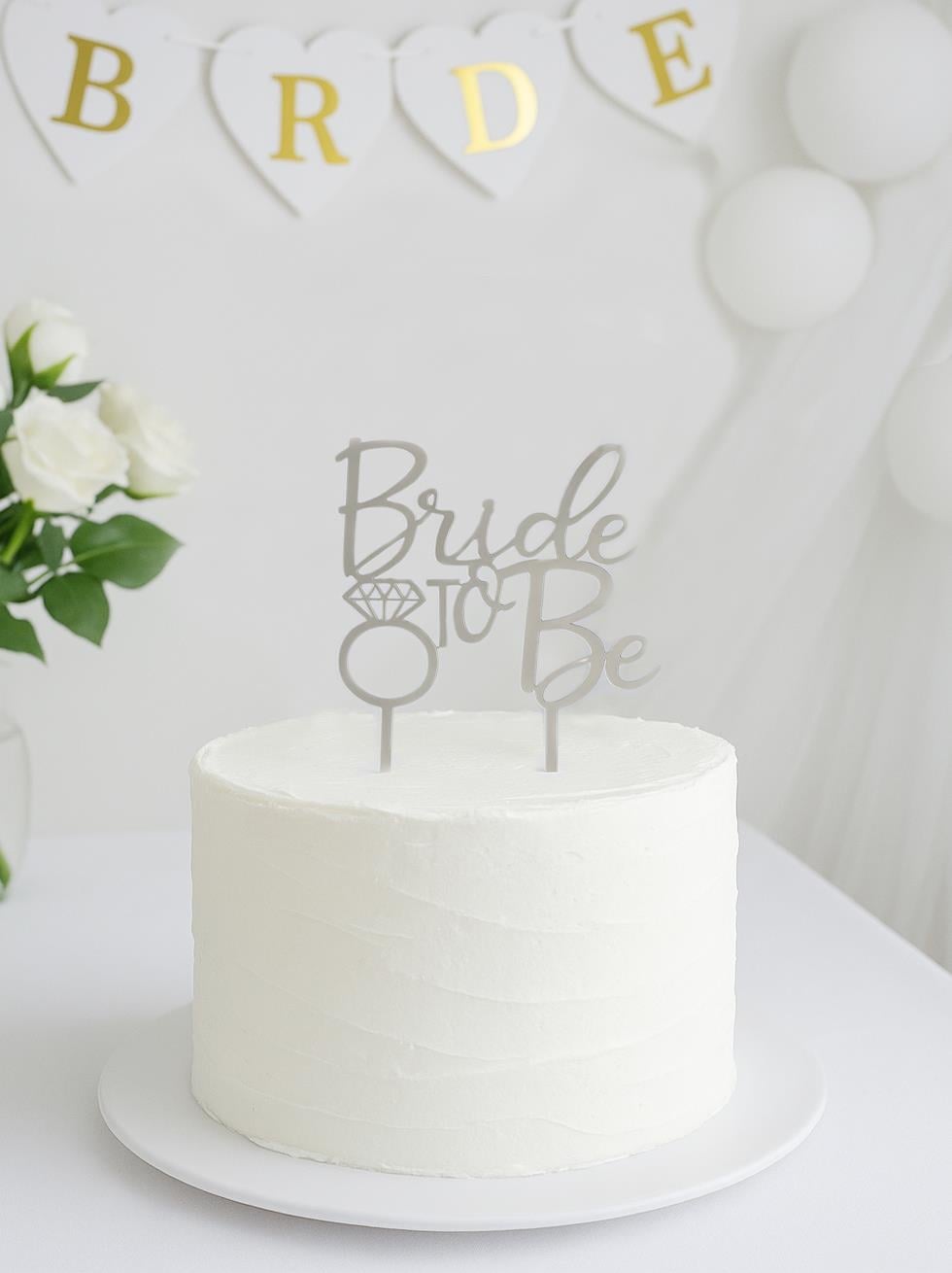 Pleksi Pasta Süsü Yazı Bride To Be Gümüş