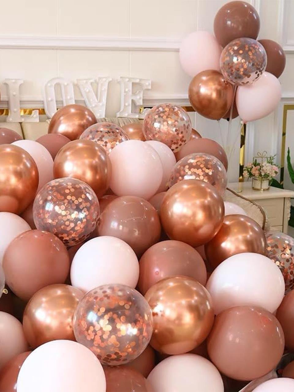 Balon Pulu Metalize Pul Konfeti Rose Gold