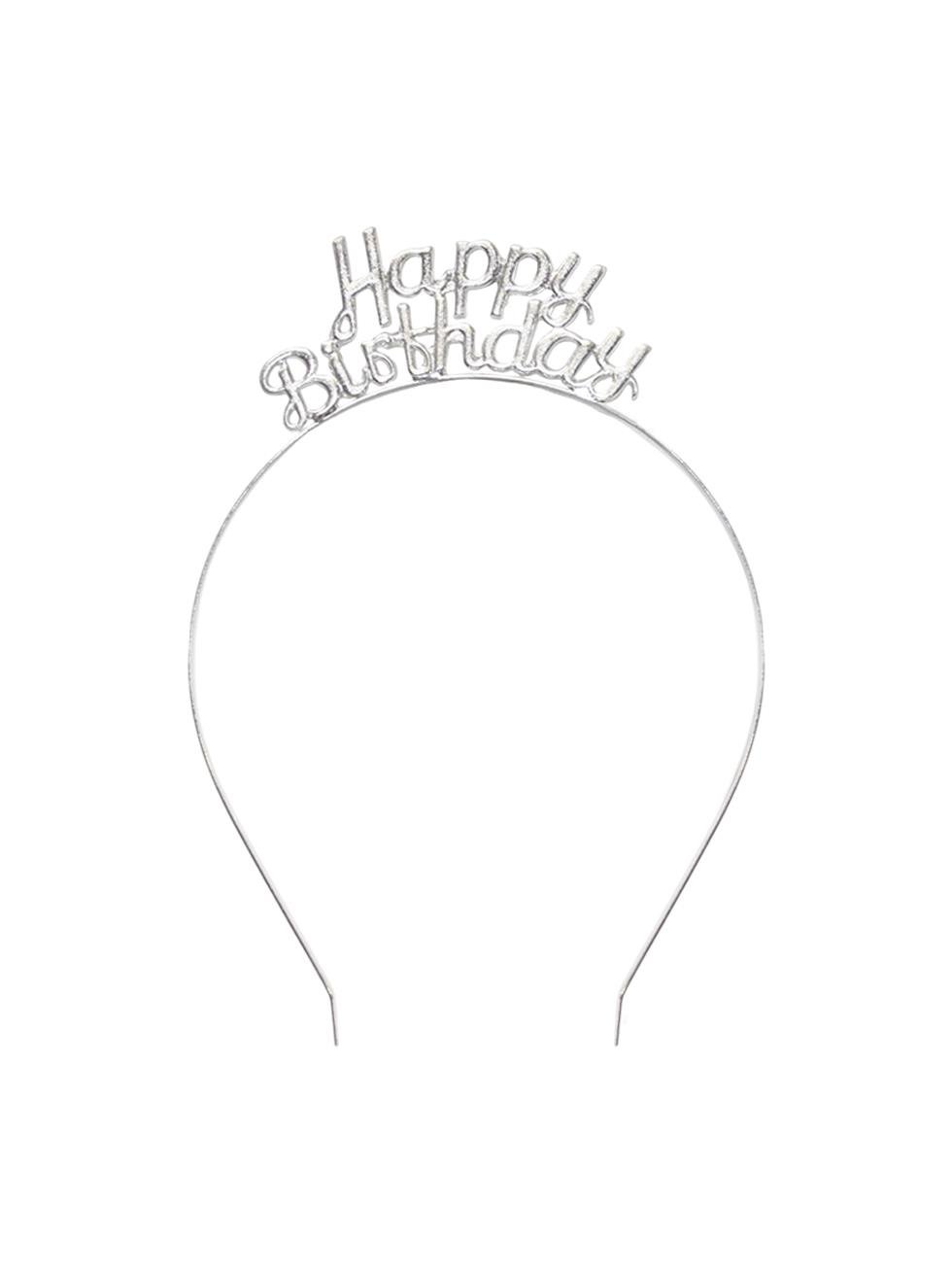 Metal Happy Birthday Taç Doğum Günü Tacı Gümüş