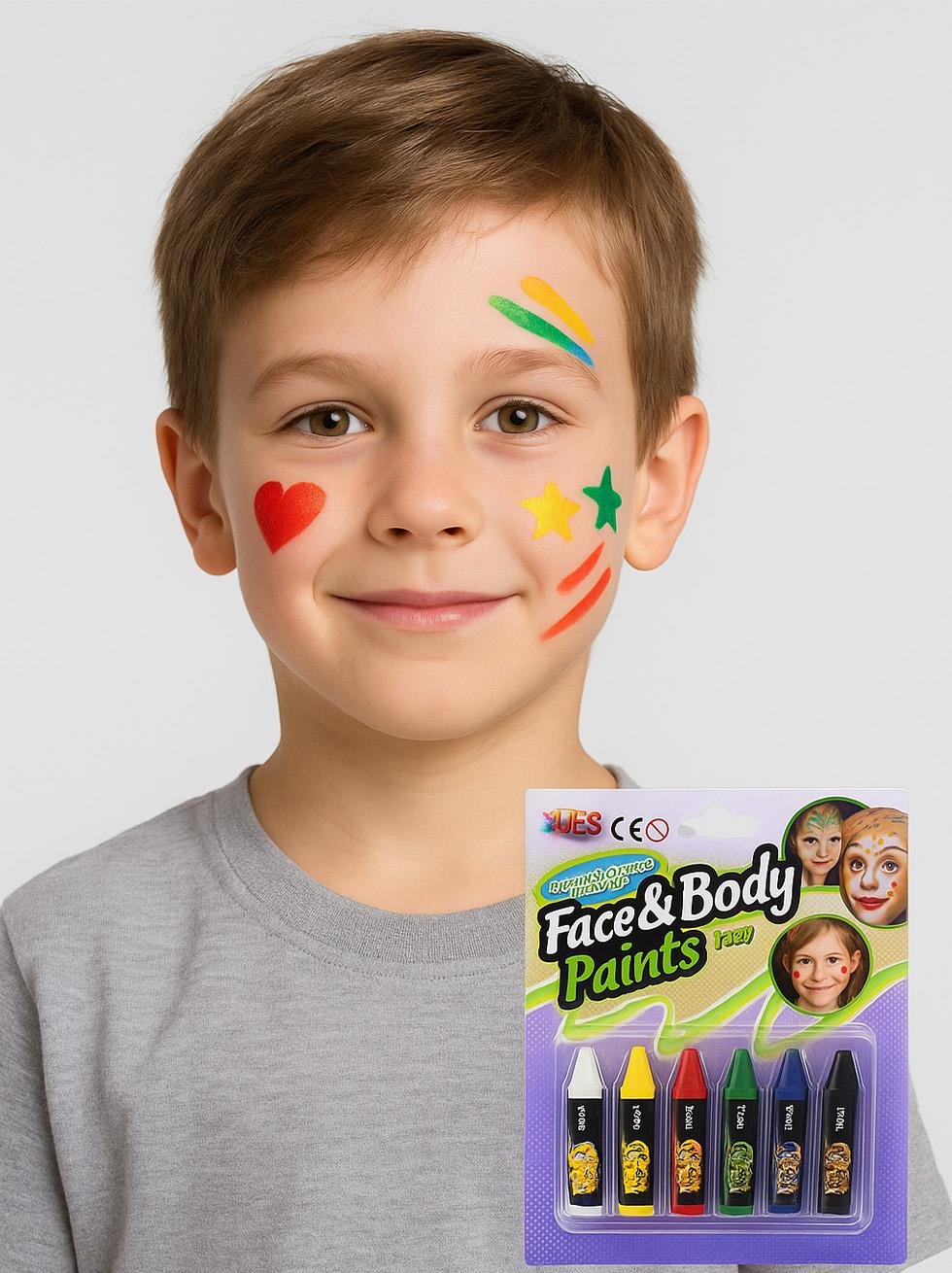 Kalem Yüz Boyama Seti 6'lı Renkli Parti Aksesuarı