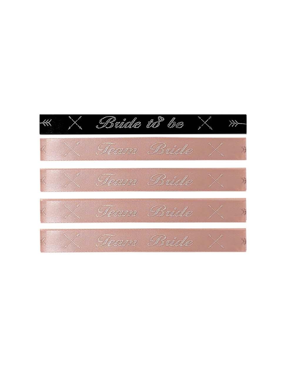 Bride Bileklik Bekarlığa Veda Parti Aksesuarı Bride-Team Bride Bileklik 5'li Rose Gümüş