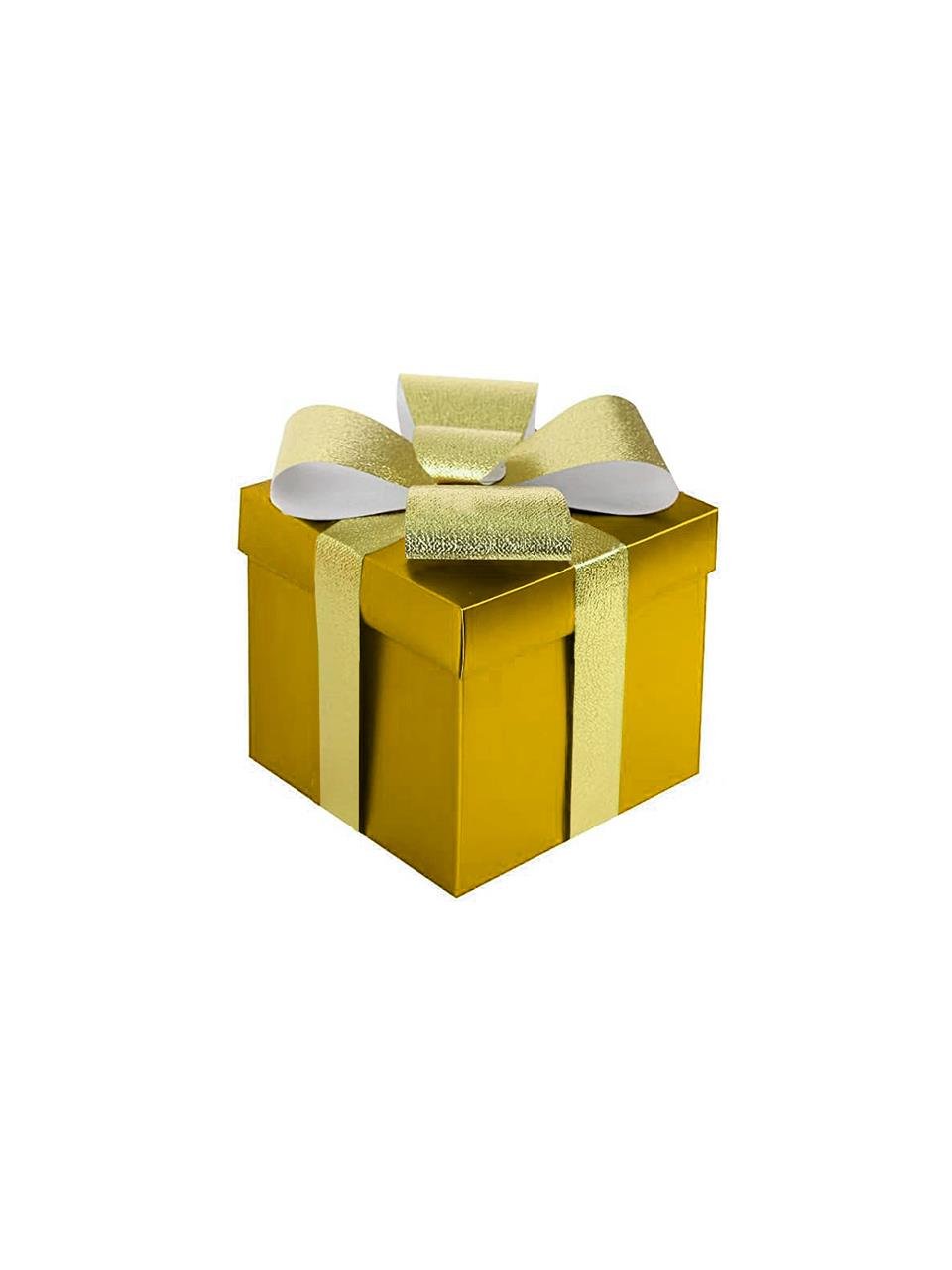 Yılbaşı Hediye Kutusu Gold Kurdeleli Altın 25 cm