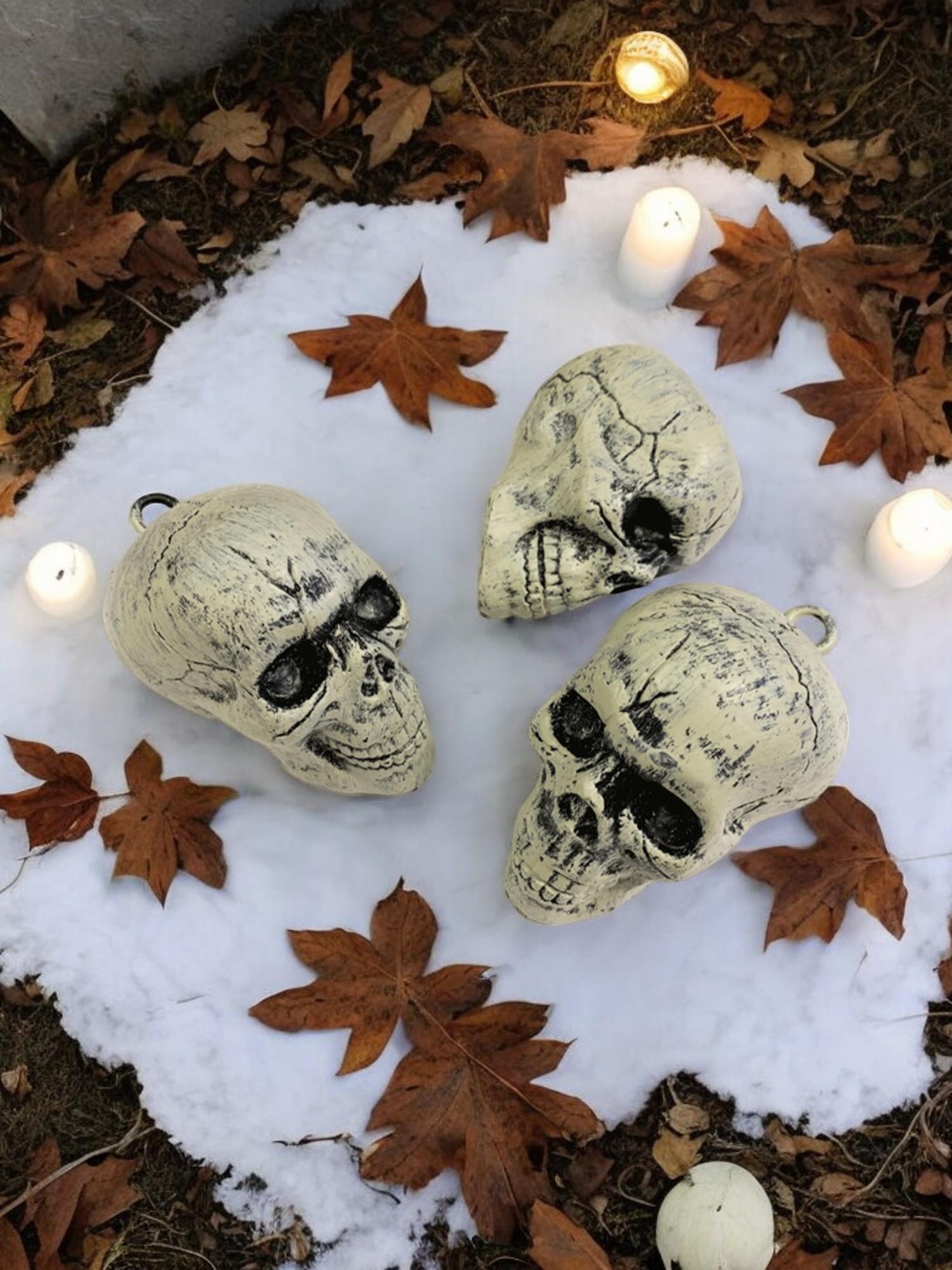 Cadılar Bayramı Filede Dekoratif Kuru Kafa Halloween Parti Süsü 6'lı