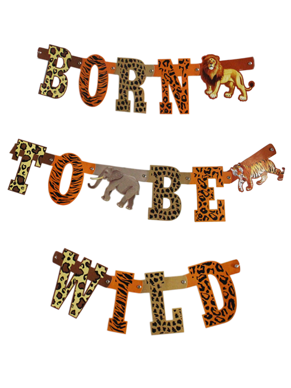 Safari Temalı Born To Be Wild Yazılı Banner Asılabilir Doğum Günü Süsü