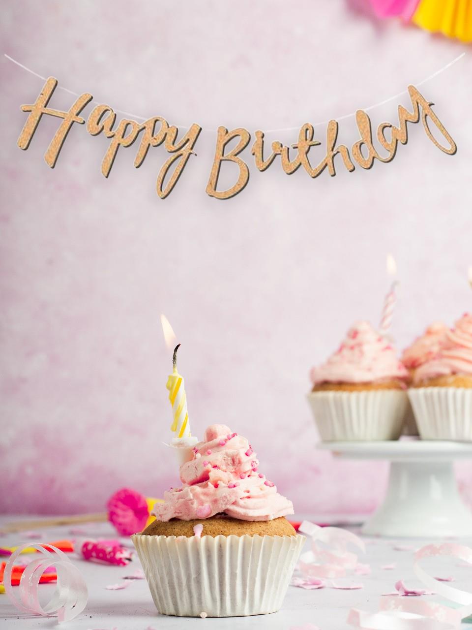 Happy Birthday Yazı Kaligrafi Banner Kraft