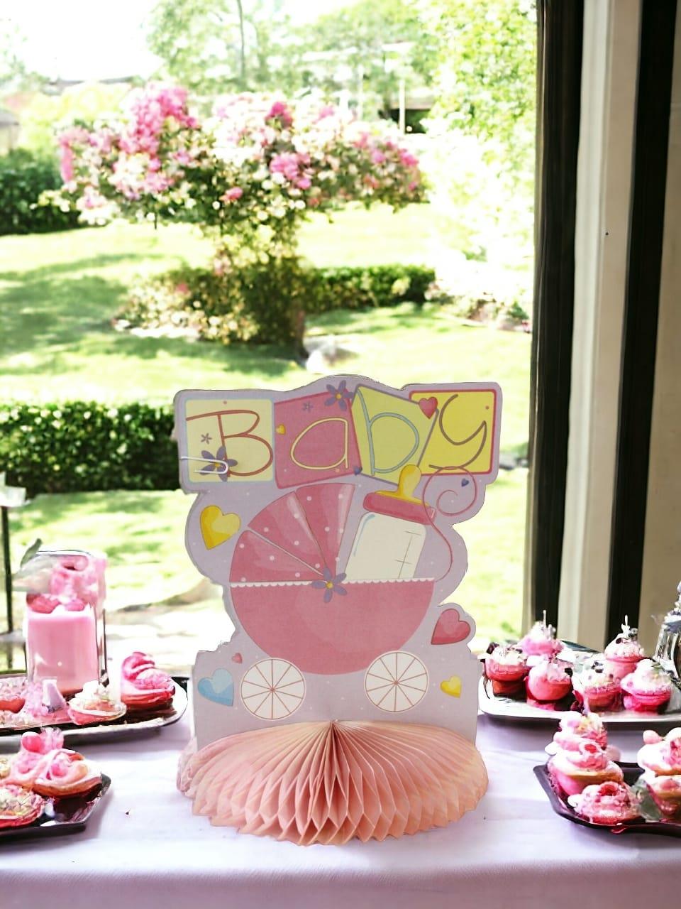 Baby Shower Parti Süsü Baby Temalı Petek Masa Süsü Pembe