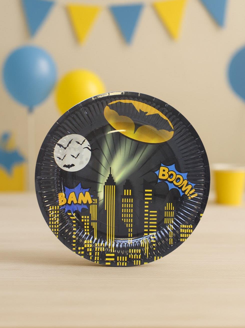 Yarasa Batman Temalı Tabak Karton Doğum Günü Tabağı 8'li