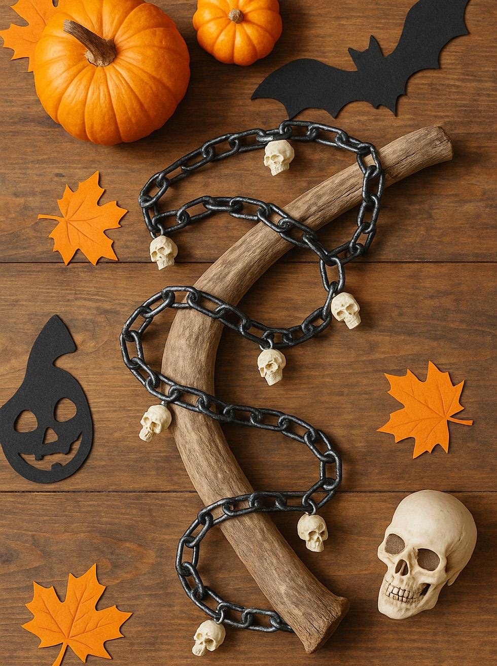 Cadılar Bayramı Kuru Kafalı Plastik Zincir Halloween Parti Dekoru 145 cm
