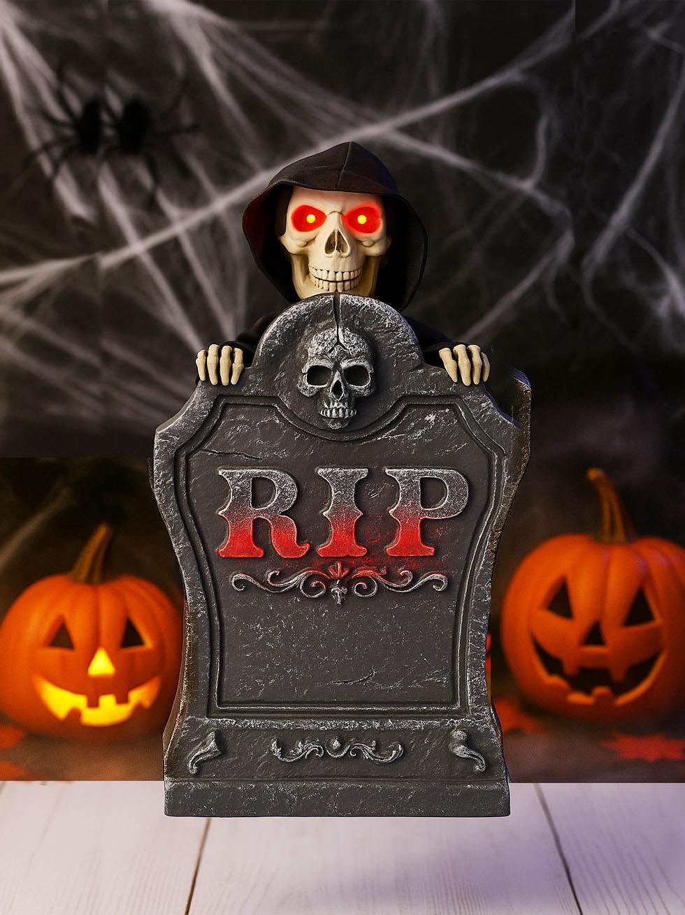 Cadılar Bayramı Mezar Taşı Halloween Işıklı Sesli Parti Dekoru 40 cm