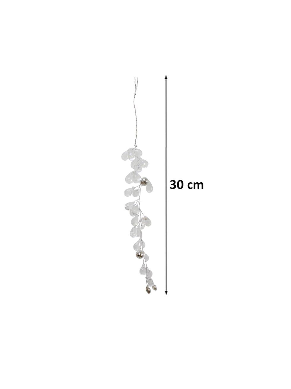 Yılbaşı Ağaç Süsü Lüks Kristal Damla Dal Salkım Dekoratif Süs 30 cm