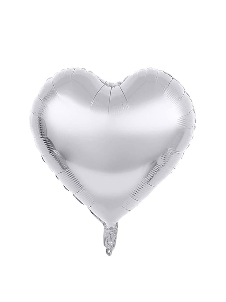 Kalp Folyo Balon Gümüş Rengi Kalp Parti Balonu 18 inc 45 cm