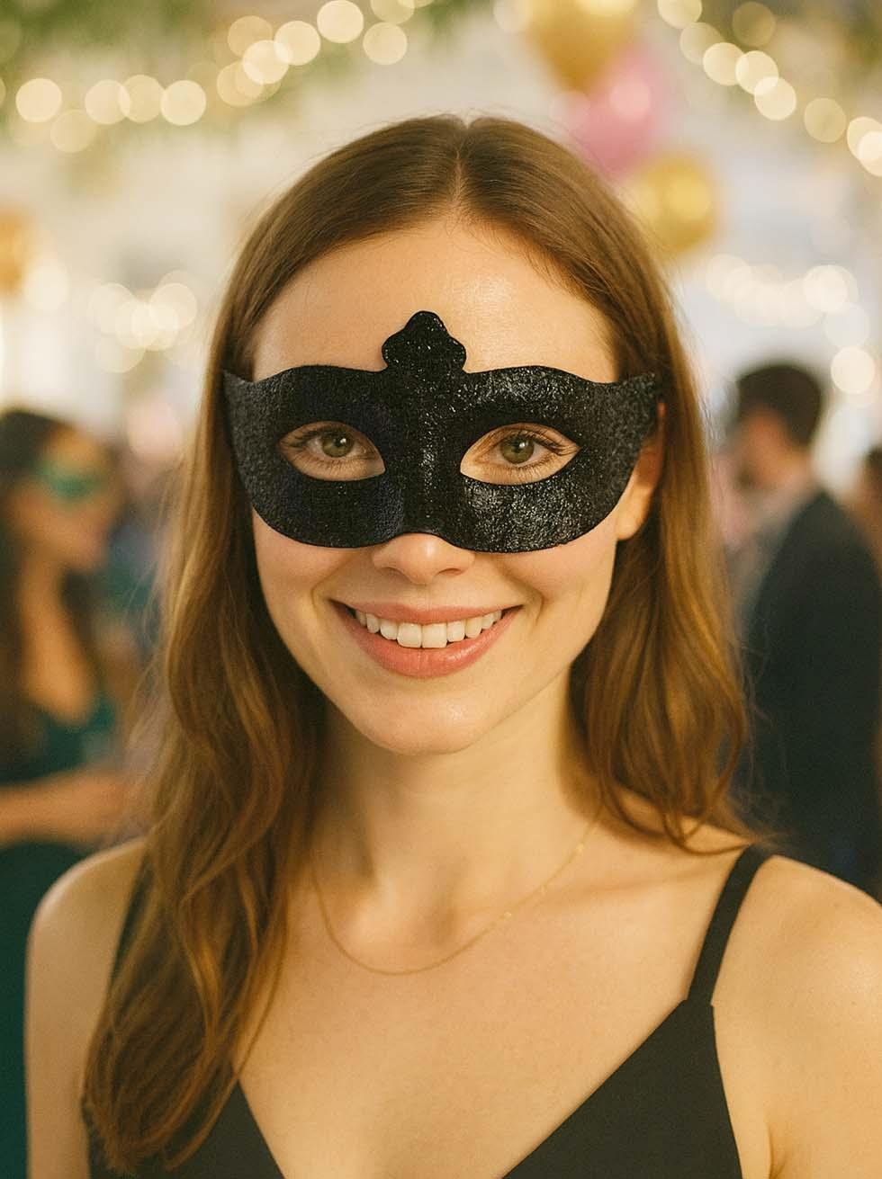 Simli Parti Maskesi Balo Parti Kostüm Aksesuarı Maske Siyah