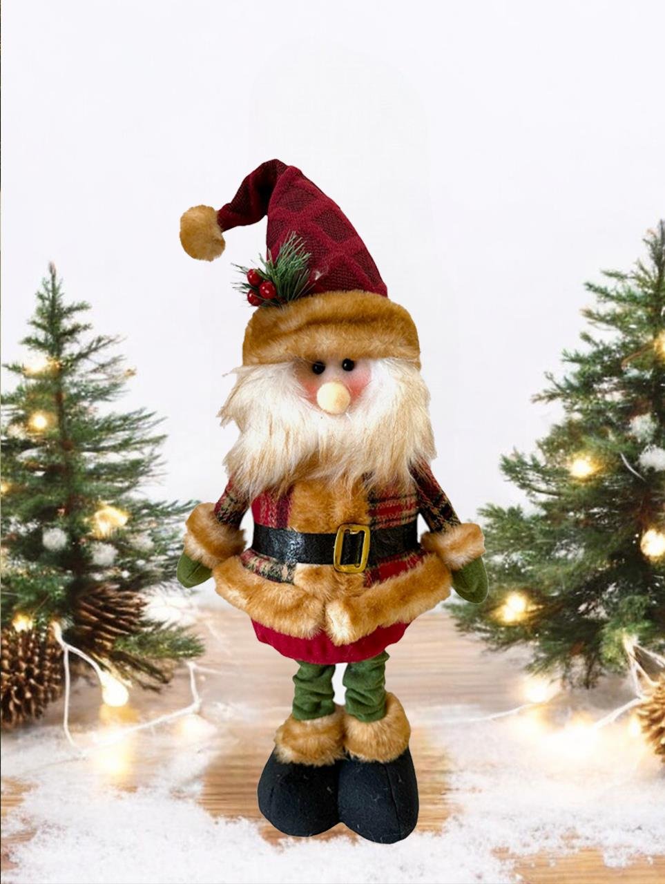 Yılbaşı Dekor Süsü Dekoratif Uzayan Pelüş Noel Baba 29 cm