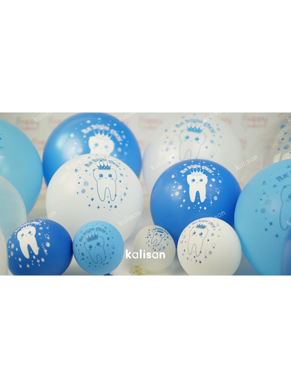 Diş Buğdayı Balonu Dişim Çıktı Baskılı Balon Mavi 12 inc 25'li