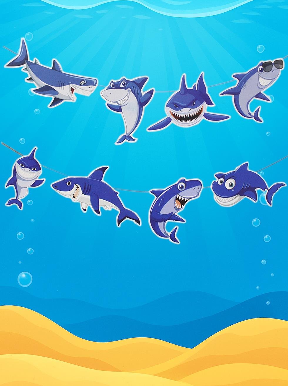 Köpek Balığı Deniz Temalı Dekoratif Banner Doğum Günü Parti Süsü
