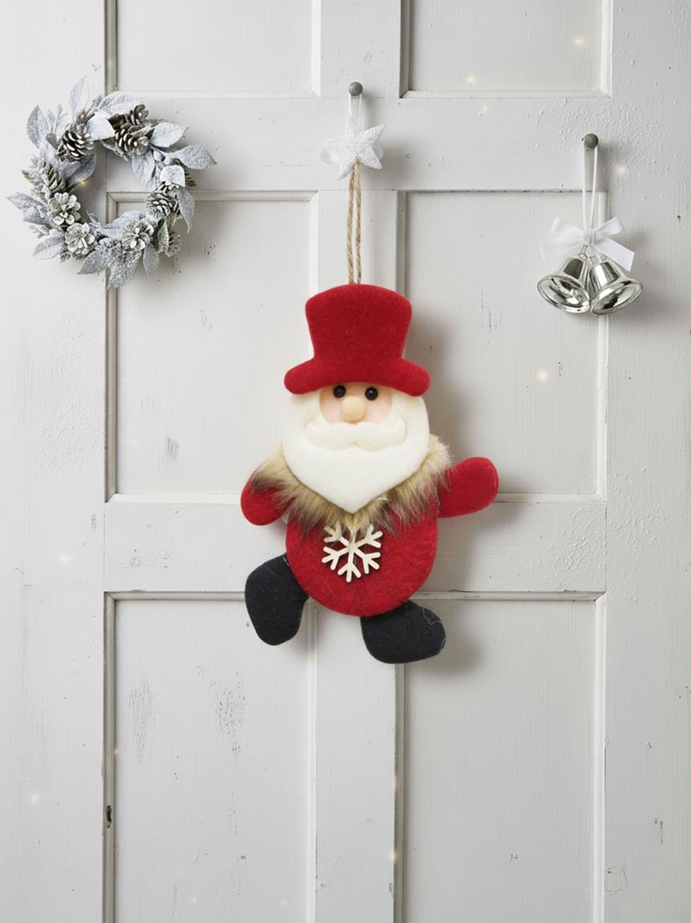 Yılbaşı Ağaç Süsü Noel Baba Figürlü Asılabilir Keçe Dekoratif Süs 16 cm