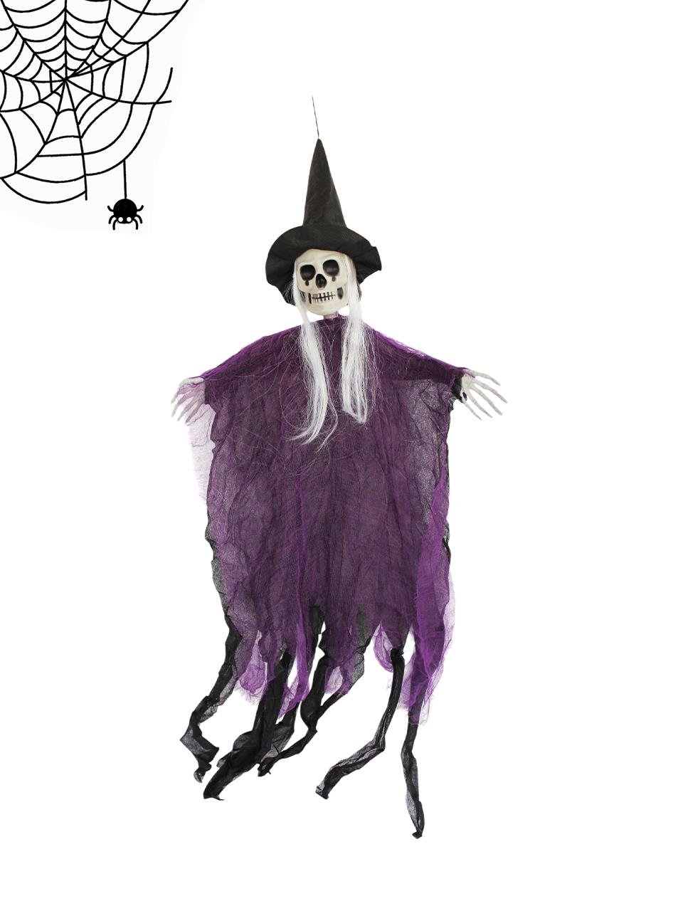 Cadılar Bayramı Şapkalı İskelet Asılabilir Halloween Parti Dekoru Mor