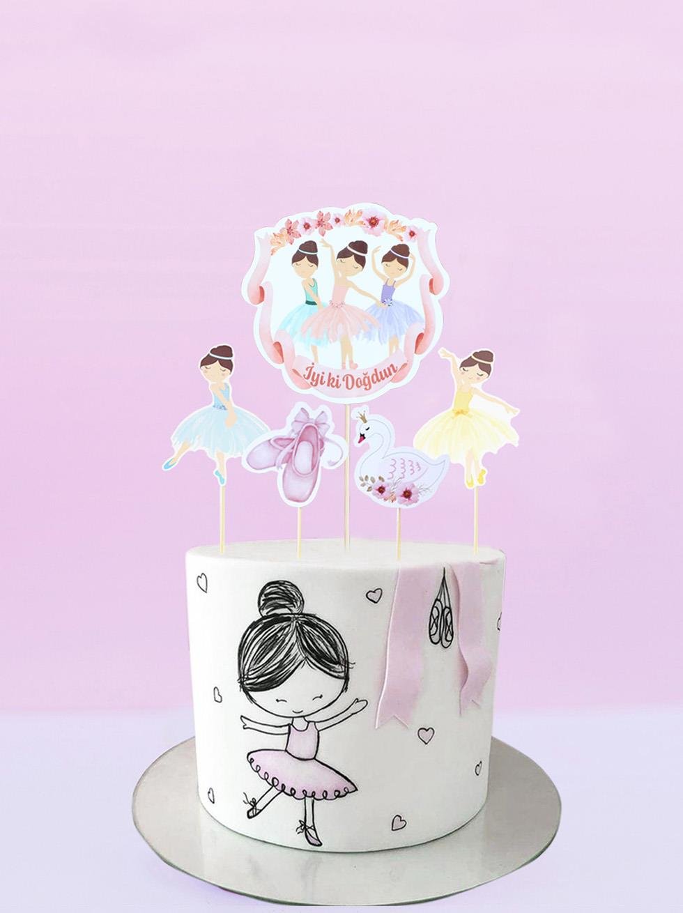 Balerin Temalı Kürdan Figürlü Cupcake Kürdanı Pasta Süsü 5'li