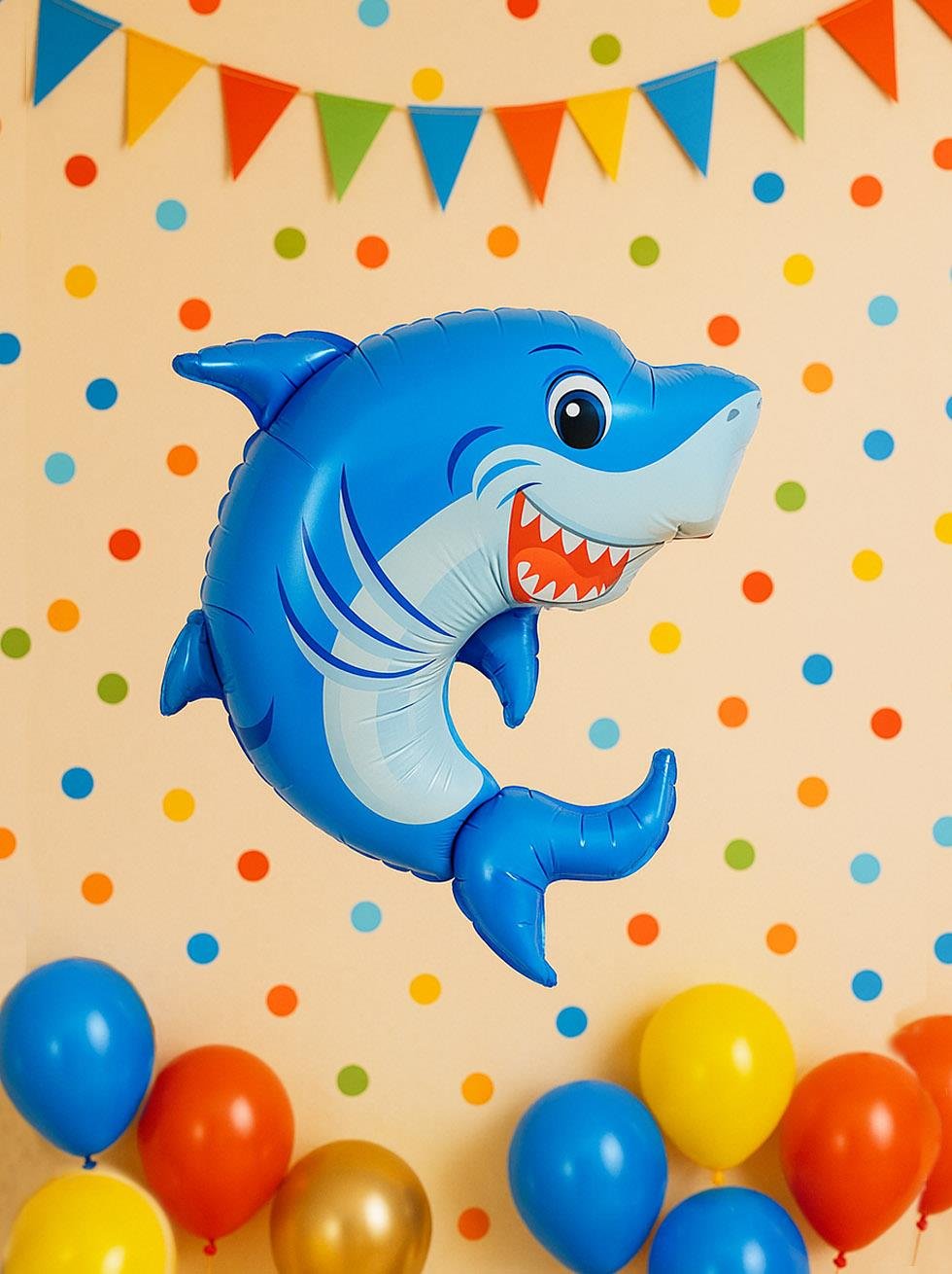 Köpek Balığı Folyo Balon Doğum Günü Parti Balonu Mavi 79 cm