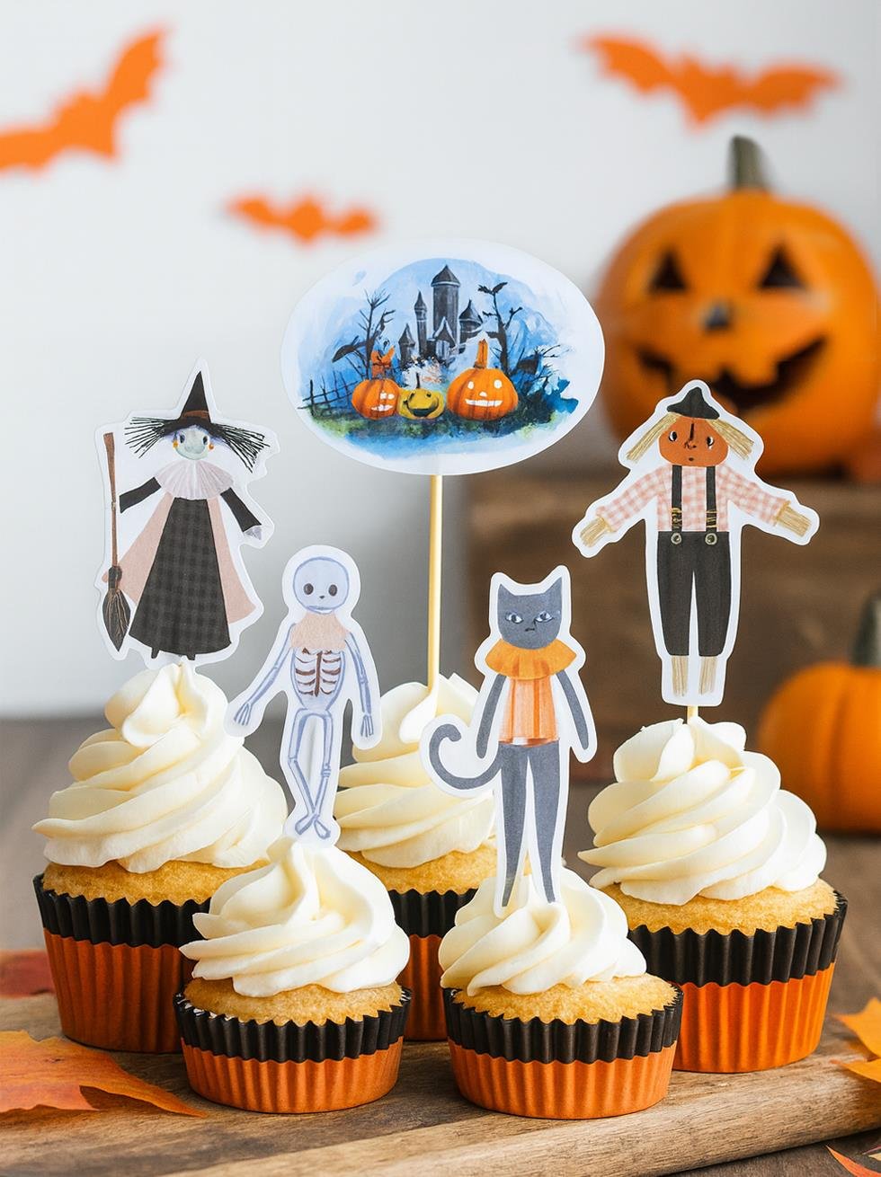 Halloween Kürdan Balkabağı Figürlü Cadılar Bayramı Cupcake Kürdanı 10'lu