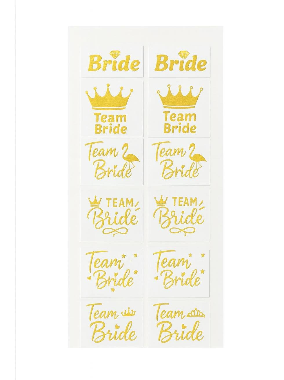 Bekarlığa Veda Partisi Karışık Dövme Seti Bride Team Bride Dövme Altın 12'li